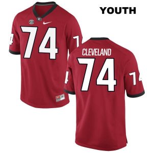 Youth Georgia Bulldogs NCAA #74 Ben Cleveland Nike Stitched Red Authentic College Football Jersey QRZ5254DW